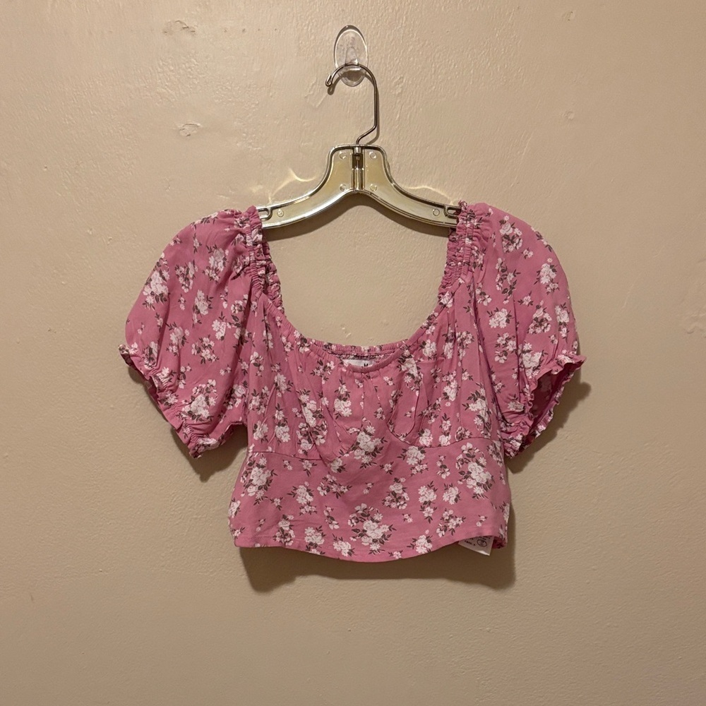 Hollister Pink Floral Crop Top